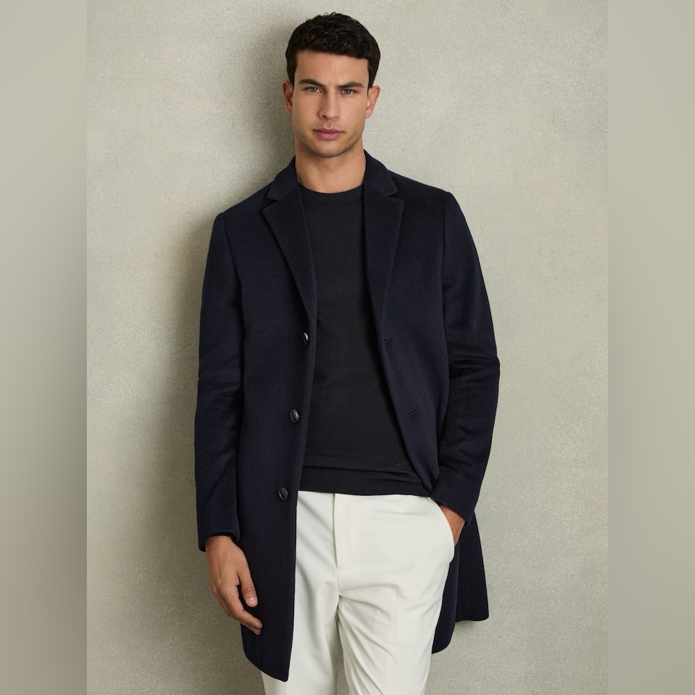 [NWT] REISS Men’s Gable Overcoat in Epsom (Navy) - Medium